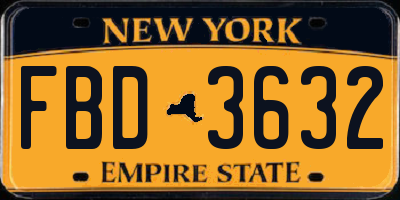 NY license plate FBD3632