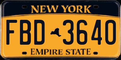 NY license plate FBD3640