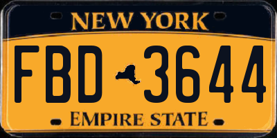 NY license plate FBD3644