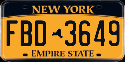 NY license plate FBD3649