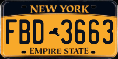 NY license plate FBD3663