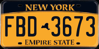 NY license plate FBD3673