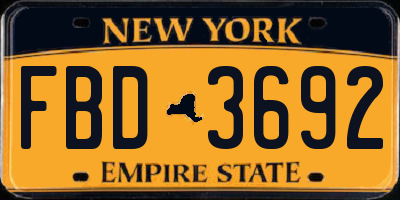 NY license plate FBD3692