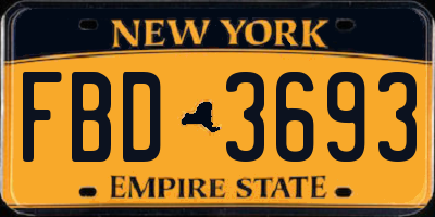 NY license plate FBD3693