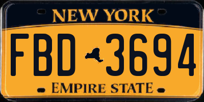 NY license plate FBD3694