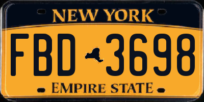 NY license plate FBD3698