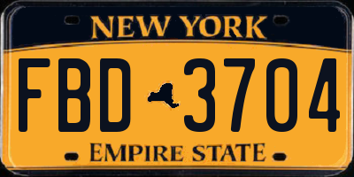 NY license plate FBD3704