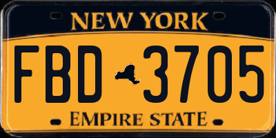 NY license plate FBD3705