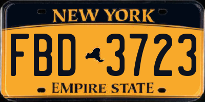 NY license plate FBD3723