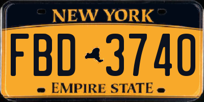NY license plate FBD3740