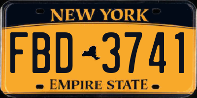 NY license plate FBD3741