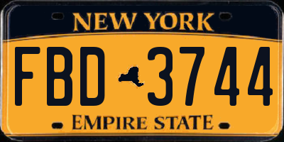 NY license plate FBD3744