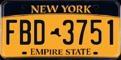 NY license plate FBD3751