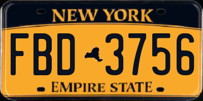NY license plate FBD3756