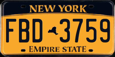 NY license plate FBD3759