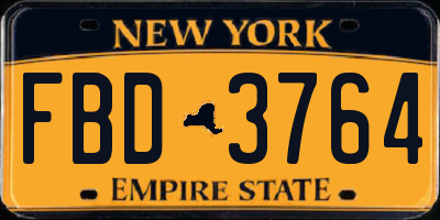 NY license plate FBD3764