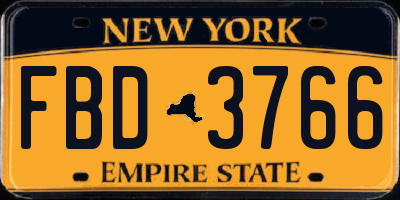 NY license plate FBD3766
