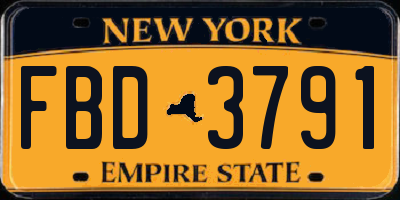 NY license plate FBD3791