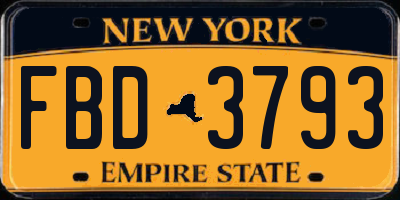 NY license plate FBD3793