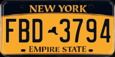 NY license plate FBD3794