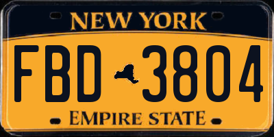 NY license plate FBD3804