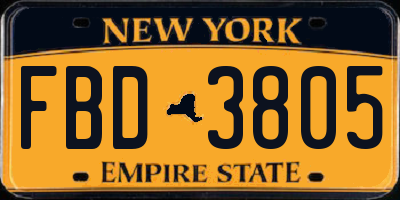 NY license plate FBD3805