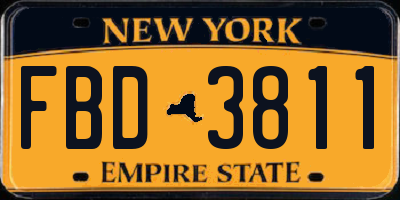 NY license plate FBD3811