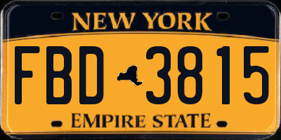 NY license plate FBD3815