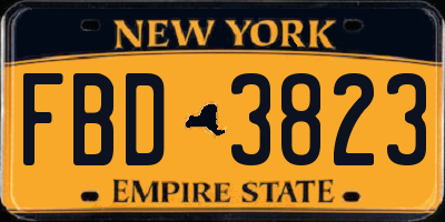 NY license plate FBD3823
