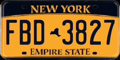 NY license plate FBD3827