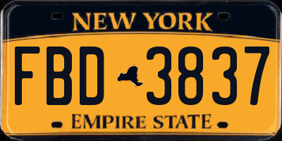NY license plate FBD3837