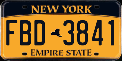 NY license plate FBD3841