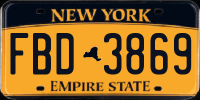 NY license plate FBD3869