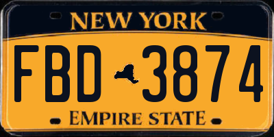 NY license plate FBD3874