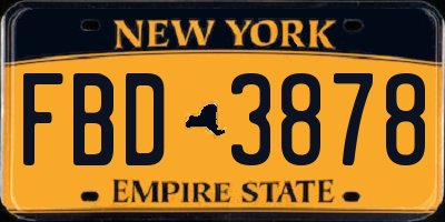 NY license plate FBD3878