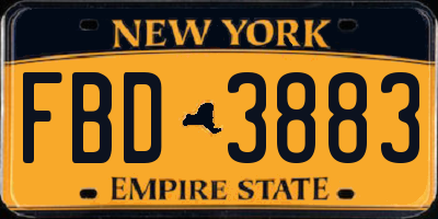 NY license plate FBD3883