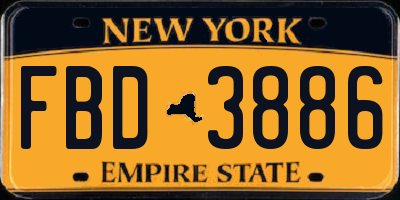NY license plate FBD3886