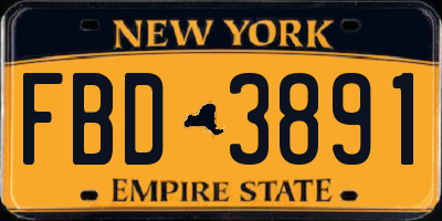NY license plate FBD3891