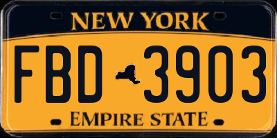 NY license plate FBD3903