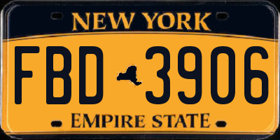 NY license plate FBD3906