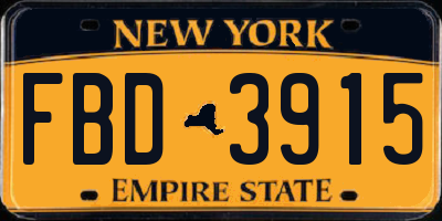 NY license plate FBD3915