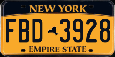 NY license plate FBD3928