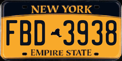NY license plate FBD3938