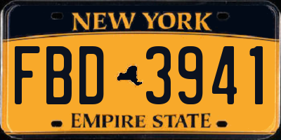 NY license plate FBD3941