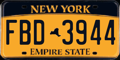 NY license plate FBD3944