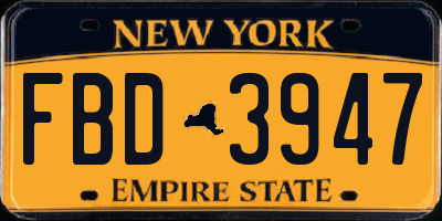 NY license plate FBD3947