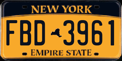 NY license plate FBD3961