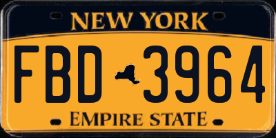 NY license plate FBD3964