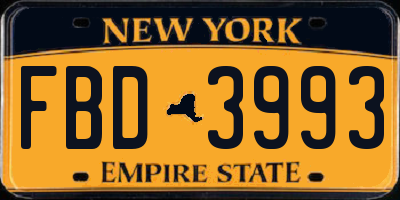 NY license plate FBD3993