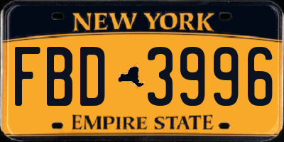 NY license plate FBD3996